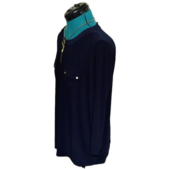 Navy Blue Blouse Anne Klein Size Large - Picture 2 of 10